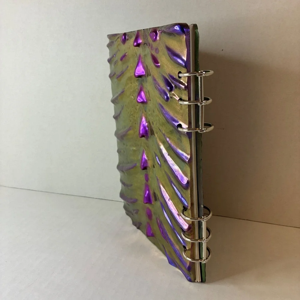 Dragon Eye Journal 3D Sculpted Resin A5 Refill 6 Ring Binder Green Purple New